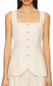 Posse Lucille Gilet Beige Pinstripe