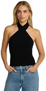 Women's Cross Halter Neck Sweater Tank
