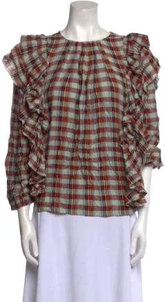 V de Vinster Silk Plaid Blouse