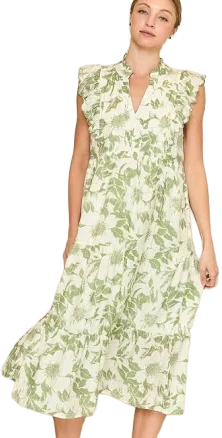 Umgee Two Toned Floral Maxi Dress