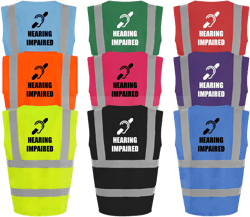 Hearing Impaired Hi Vis Vest, Hard of Hearing High Visibility Jacket, Reflective Safety Waistcoat, Deaf, Hi Viz Coat Hearing Aid T-Shirt