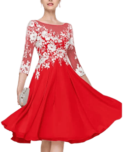 JJ's House A-Line Scoop Chiffon Lace Cocktail Dress