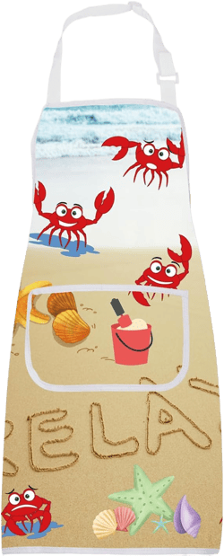 CMNIM Beach Themed Apron Beach Apron for Women Men with Pocket Beach Crab Cooking Kitchen Garden Grill Apron Beach Lover Gift