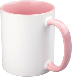Ceramic Coffee Mug, 11oz Sublimation Blanks Mugs Coffee Mug with Handle, Restaurant Cups for Coffee Tea Cocoa Cappuccino Cereal, Matte White Outside and Colorful Inside, Machine Washable Pink Round Handle