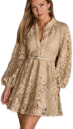 Boston Proper Paisley Lace A-Line Boho Dress