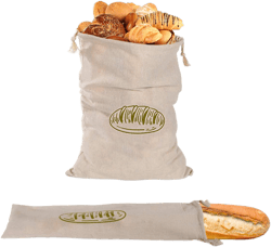 Ahyuan Natural Linen Bread Bags 2Pack 100% Flax Linen for Homemade Bread Reusable Food Storage Bags Reusable Bread Bags for Large Loaf Bakery & Baguette (Rectangular)