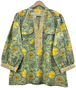 Floral Block Print Cotton Tunic