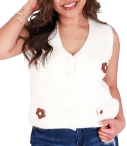 Floral Pop Sweater Vest Top