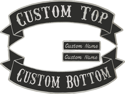 USA Made Custom Embroidered Motorcycle Patches 4pc Patch Set |13" Top and Bottom Rocker Patches, Two 1x4 Name Tag | Vest Patches (Black) 4 Pc - Black