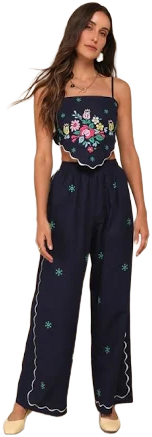 Lulus Embroidered Linen High-Rise Pants