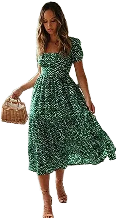 Floral Print Square Collar Maxi Dress