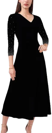 Msk Womens Beaded Midi Dress