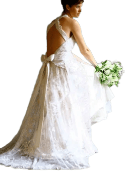 Vintage Lace Backless Wedding Dress with Sweep Train