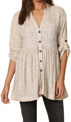 Sequin Button Down Front Tunic Top
