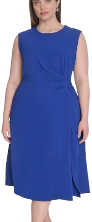 Calvin Klein Women's Plus Size Side-Cinched Sleeveless Midi Dress