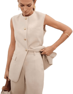Reiss Athena High-Neck Longline Waistcoat