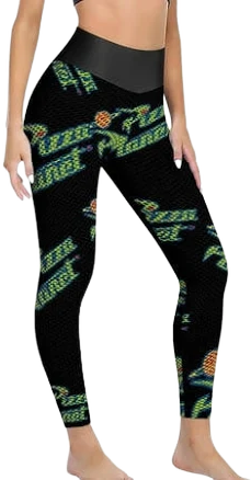 Zuoqiu Women's Pizza Planet Honeycomb Workout Leggings