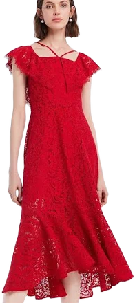 Hollow Lace Midi Dress