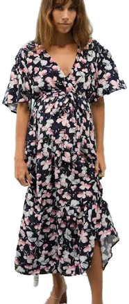 Angel Maternity Cara Floral Faux Wrap Maternity Maxi Dress