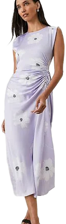 Ann Taylor Women's Floral Ruched Flare Dress