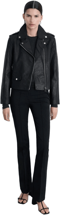 MANGO Women's Leather Biker Jacket