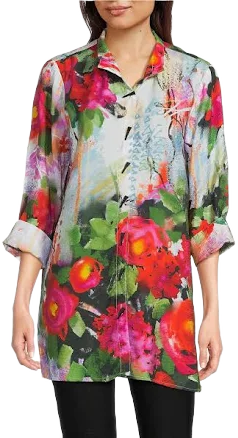 Ali Miles Woven Button Front Tunic Womens
