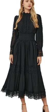 Victorian Elegance Cutwork Lace Maxi Dress