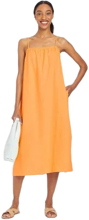 A New Day Women's Spaghetti Strap Linen Tank Dress with Pockets