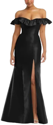 Alfred Sung Women's Off-the-Shoulder Ruffle Satin Trumpet Gown