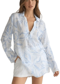 Floral Print Tie Front Tunic
