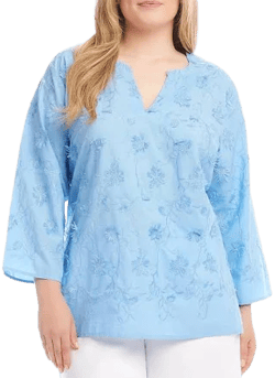 Three Quarter Sleeve Embroidered Tunic