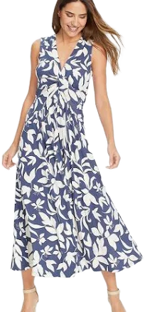 Floral Print Denim Maxi Dress