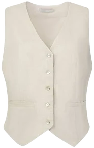 Women's Sleeveless Linen Button Down V Neck Vest
