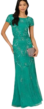 Adrianna Papell Women's Floral Sequin Gown