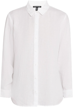 Eileen Fisher Women's Classic Collar Organic Linen Long Button-Up Shirt