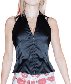 Vintage Y2k Sexy Office Siren Sateen Corset Gilet Top