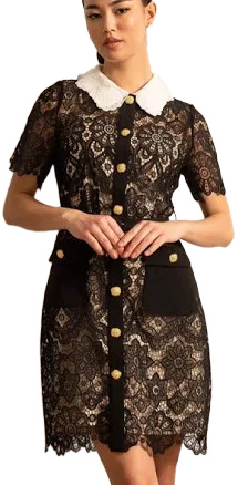 Floral Lace Short Sleeve Dress