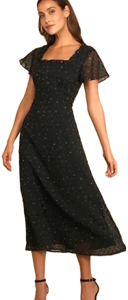 Lulus Floral Print Swiss Dot Maxi Dress