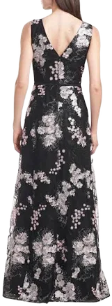 JS Collections Women's Catalina Floral Embroidered A-Line Ballgown