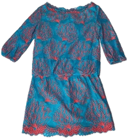Lilly Pulitzer Women's Cee Cee Snorkle Blue Coral Lace Dress