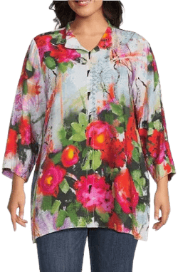 Ali Miles Woven Button Front Tunic Womens