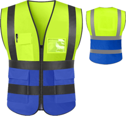 Personalized High Reflective Safety Vest Custom Hi Vis Safety Vest Men Women Construction Workwear Security Vest X-Large Neon Yellow/Blue