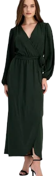 Connected Women's Surplice-Neck Faux-Wrap Long-Sleeve Dress