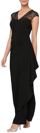 Alex Evenings Women's Long Dress with Knot Front Detail
