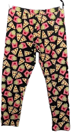 Joe Boxer Women's Multicolor Pizza Fries Print Skinny Mid Rise Legging