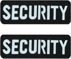 2 Pcs Large 6X2 inch IR Infrared Reflective Black Security Patch Tactical Military Security Patch for Airsoft Cosplay Backpacks Uniform Clothes Police Back Panel Police Vest Jacket Dog Harness