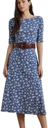 Ralph Lauren Women's Floral Stretch Cotton Midi Dress