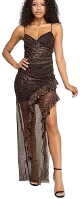 Emerald Sundae Juniors' Animal-Print Ruffled Maxi Dress