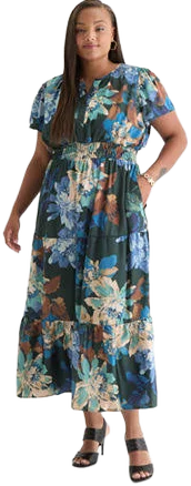 Be by Chetta B Women's Floral Short Sleeve Maxi Dress