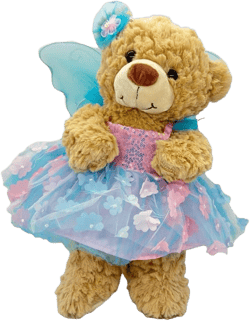 Floral Butterfly Dress with Wings for 14 to 18 Inch Stuffed Animals Colorful Fairy-Themed Outfit for Plush Toys, Teddy Bears, and Dolls Magical Dress-Up Costume for Kids Gift Idea